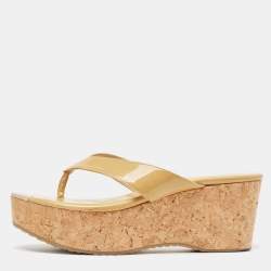 Jimmy Choo Beige Patent Prima Sandals Size 39