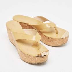 Jimmy Choo Beige Patent Prima Sandals Size 39