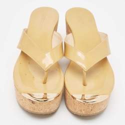 Jimmy Choo Beige Patent Prima Sandals Size 39