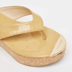 Jimmy Choo Beige Patent Prima Sandals Size 39