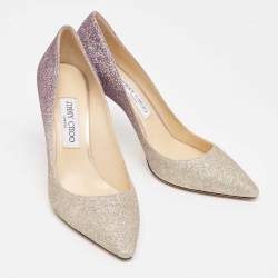 Pre Owned Jimmy Choo Ombre Purple/Silver Glitter Romy Pumps Size 38.5
