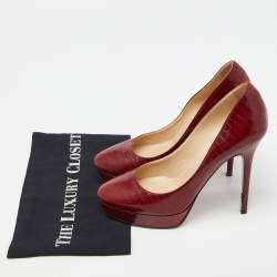 Jimmy Choo Red Lizard Embossed Leather Cosmic Pumps Size 39.5