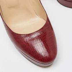 Jimmy Choo Red Lizard Embossed Leather Cosmic Pumps Size 39.5