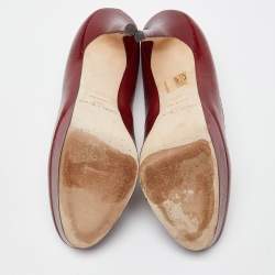 Jimmy Choo Red Lizard Embossed Leather Cosmic Pumps Size 39.5