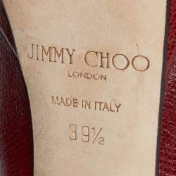 Jimmy Choo Red Lizard Embossed Leather Cosmic Pumps Size 39.5