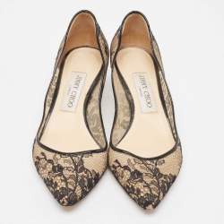 Pre Owned Jimmy Choo Black Lace Romy Pumps Size 37