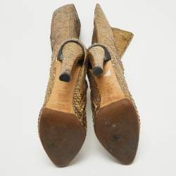 Pre Owned Jimmy Choo Gold Python Leather Knee Length Boots Size 37