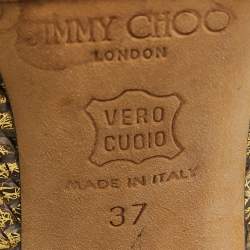 Pre Owned Jimmy Choo Gold Python Leather Knee Length Boots Size 37