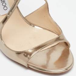 Jimmy Choo Gold Leather Lance Strappy Sandals Size 38.5