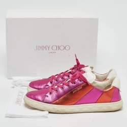 Jimmy Choo Multicolor Leather Diamond Sneakers Size 42