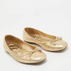 Jimmy Choo Gold Leather Ballet Flats Size 36