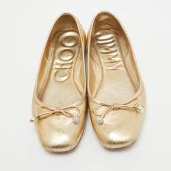 Jimmy Choo Gold Leather Ballet Flats Size 36