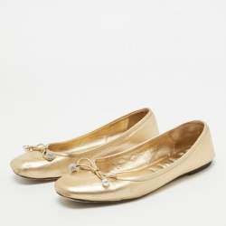 Jimmy Choo Gold Leather Ballet Flats Size 36