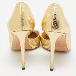 مملوكة مسبقًا Jimmy Choo Gold Embossed Python Sadira Pumps Size 38.5