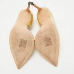 مملوكة مسبقًا Jimmy Choo Gold Embossed Python Sadira Pumps Size 38.5