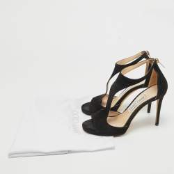 Jimmy Choo Black Suede Lana T Strap Sandals Size 36