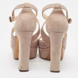 Jimmy Choo Grey Suede April Platform Sandals Size 36