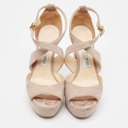 Jimmy Choo Grey Suede April Platform Sandals Size 36