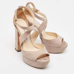 Jimmy Choo Grey Suede April Platform Sandals Size 36