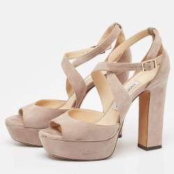Jimmy Choo Grey Suede April Platform Sandals Size 36