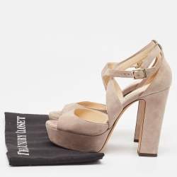 Jimmy Choo Grey Suede April Platform Sandals Size 36