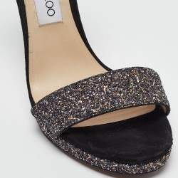 Jimmy Choo Multicolor Glitter Suede Ankle Strap Sandals Size 38.5