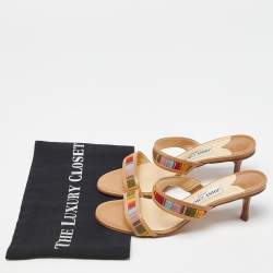 Jimmy Choo Multicolor Suede and Leather Slide Sandals Size 37