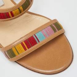 Jimmy Choo Multicolor Suede and Leather Slide Sandals Size 37