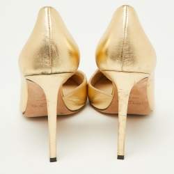 Pre Owned Jimmy Choo Gold Leather Sadira D'orsay Pumps Size 40