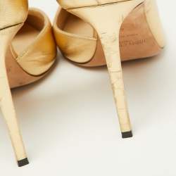 Pre Owned Jimmy Choo Gold Leather Sadira D'orsay Pumps Size 40