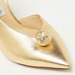 Pre Owned Jimmy Choo Gold Leather Sadira D'orsay Pumps Size 40