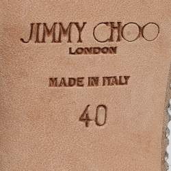 Pre Owned Jimmy Choo Silver Crystal Embellished Leather Sacora Ankle Strap Sandals Size 40