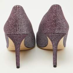 Jimmy Choo Purple Coarse Glitter Romy Pumps Size 39.5