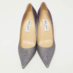 Jimmy Choo Purple Coarse Glitter Romy Pumps Size 39.5