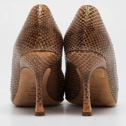 Jimmy Choo Beige Snakeskin Pointed Toe Pumps Size 38.5