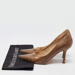 Jimmy Choo Beige Snakeskin Pointed Toe Pumps Size 38.5