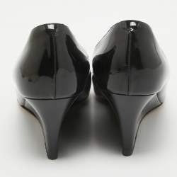 Pre Owned Jimmy Choo Black Patent Leather Gilbert Wedge Pumps Size 37