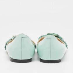 Pre Owned Jimmy Choo Mint Green Patent Leather Embellished Ballet Flats Size 37