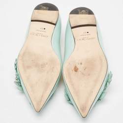Pre Owned Jimmy Choo Mint Green Patent Leather Embellished Ballet Flats Size 37