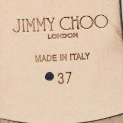 Pre Owned Jimmy Choo Mint Green Patent Leather Embellished Ballet Flats Size 37