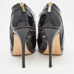 Jimmy Choo Black Patent Leather Caged Open Toe Pumps Size 38.5