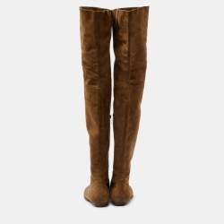 Pre Owned Jimmy Choo Brown Suede Over The Knee Length Boots Size 40