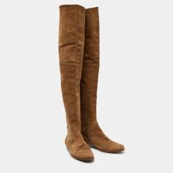 Pre Owned Jimmy Choo Brown Suede Over The Knee Length Boots Size 40