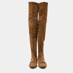 Pre Owned Jimmy Choo Brown Suede Over The Knee Length Boots Size 40