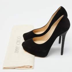 Jimmy Choo Black Suede Esam Crystal Embellished Pumps Size 39