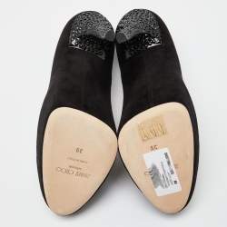 Jimmy Choo Black Suede Esam Crystal Embellished Pumps Size 39