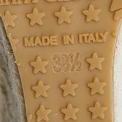 Pre Owned Jimmy Choo Beige Suede Wedge Espadrille Ankle Strap Sandals Size 38.5