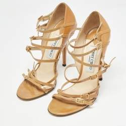 Jimmy Choo Brown Patent Strappy Sandals Size 37.5 