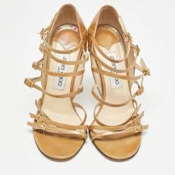Jimmy Choo Brown Patent Strappy Sandals Size 37.5 
