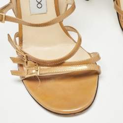 Jimmy Choo Brown Patent Strappy Sandals Size 37.5 